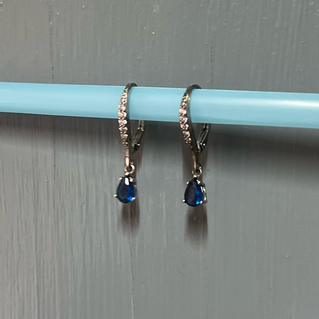 Elegant Silver And Blue Drop Earrings
